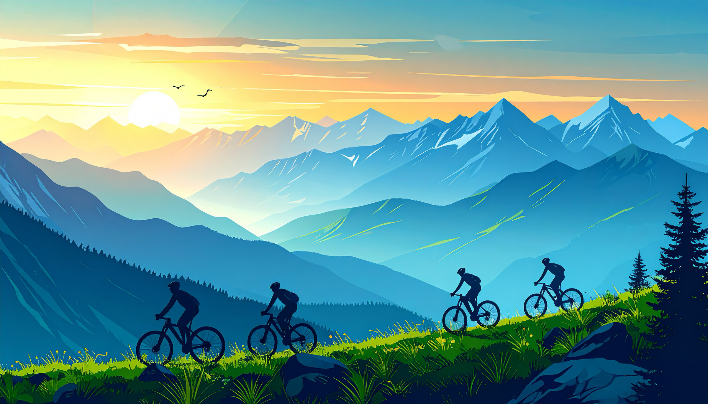 Two Ridgeline mountain bike riders on a race course.